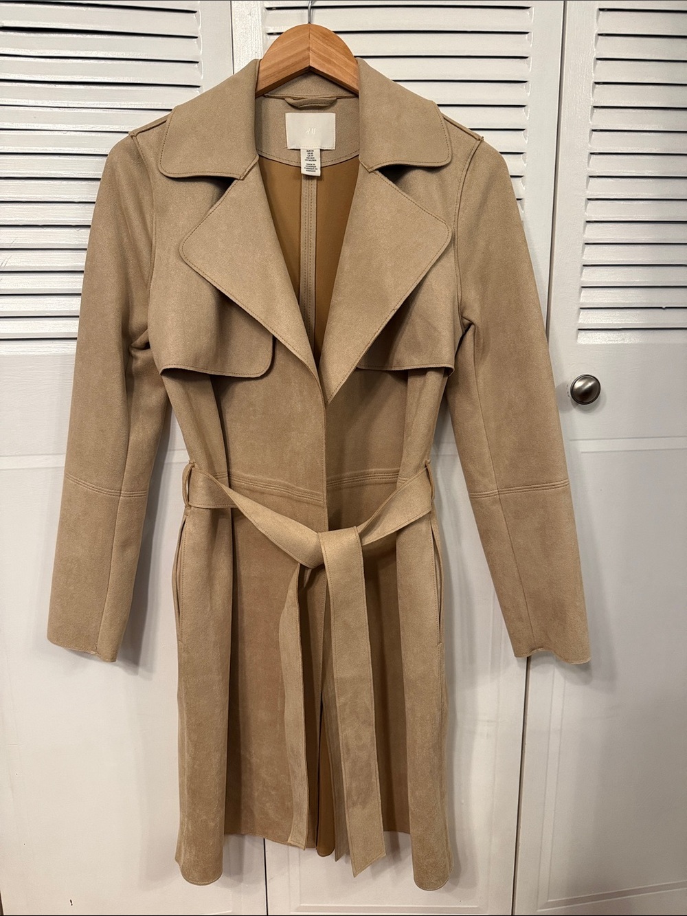 H&M FAUX SUEDE TRENCH COAT- XS
